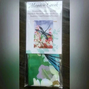 House:Porch Flag, Welcome Friends,dragonfly & flowers - 28x44”